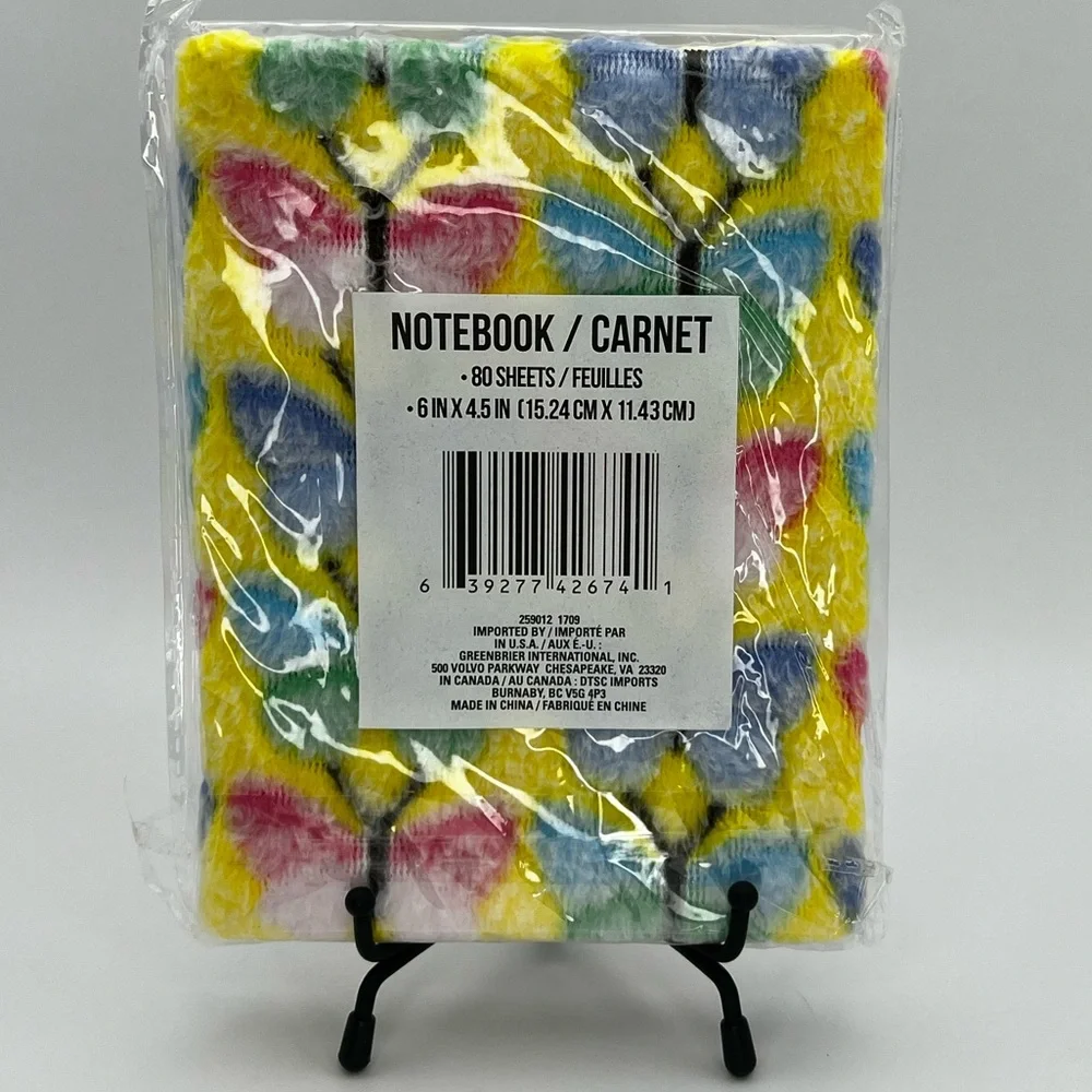 Yellow Butterfly Fuzzy Notebook Journal